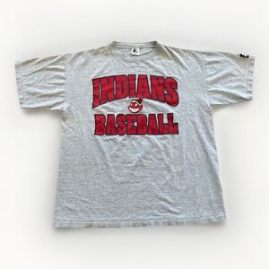 Vintage Cleveland Indians Shirt‎ Mens L Starter MLB Gray 90s Chief Wahoo